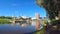 Adelaide City skyline from across the Torrens River riverbank.