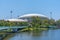 Adelaide oval viewed behind torrens river in Australia