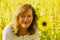 Adele amongst the sunflowers, in September.