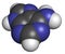 Adenine (A, Adenine) purine nucleobase molecule. Base present in DNA and RNA. Atoms are represented as spheres with conventional