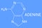 Adenine purine nucleobase molecule. Base present in DNA and RNA. Skeletal formula.