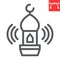 Adhan call line icon, happy ramadan and religion, mosque vector icon, vector graphics, editable stroke outline sign, eps