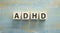 ADHD Abbreviation on ADHD cubes on a light