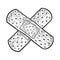 Adhesive plaster cross sketch vector illustration