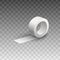 Adhesive sticky white tape or scotch roll realistic vector illustration isolated.