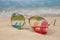 Adirondack beach chair reflection in sunglasses