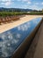 Adirondack chairs and a vanishing edge fountain