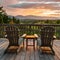 Adirondack chairs on wooden deck, inviting relaxation amidst travel