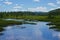 Adirondack Park, New York, USA: View of mountains from the shore of Raquette Lake