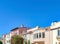 Adjacent homes with flowering trees at the front at San Francisco, California