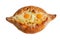 Adjarian khachapuri with eggs on white background