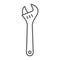 Adjustable wrench thin line icon, tool and repair, monkey wrench sign, vector graphics, a linear pattern