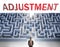 Adjustment can be hard to get - pictured as a word Adjustment and a maze to symbolize that there is a long and difficult path to