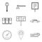 Adjustment icons set, outline style