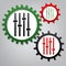 Adjustment music line sign. Vector. Three connected gears with i