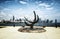 Adler Planetarium Sculpture and Chicago Skyline - Bleached Portrait Artistic Effect - Chicago, Illinois, USA