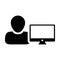 Admin icon vector male person user with computer monitor screen avatar in flat color in Glyph Pictogram Symbol