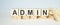 Admin Word In Wooden Cube a light