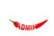 Admin, the word is written in red chili. White, isolated background