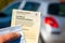 Administrative documents for French vehicles. Registration certificate, also called `Carte grise` and international insurance card