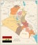 Administrative Map of Iraq Vintage Color