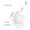 Administrative Map of Scotland, United Kingdom with communities, councils and lieutenancy areas