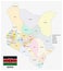 Administrative and political vector map of the Republic of Kenya with flag