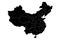 Administrative provinces of China. Black vector illustration