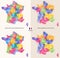 Administrative regions and departments of France vector map