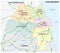 Administrative and road vector map of the metropolitan county of Tyne and Wear, United Kingdom