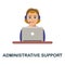 Administrative Support flat icon. Color simple element from freelance collection. Creative Administrative Support icon