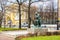 Admiralteyskaya Embankment and Carpenter King sculpture. Saint Petersburg