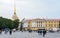 The Admiralty building houses the High Command of the Russian Navy. The ship on the spire of the Admiralty building is one of the