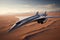 Admire the sleek design of a supersonic jet