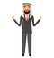 Admiring extremely excited arab iran saudi business man in traditional clothing flat cartoon vector Illustration