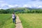 Admiring the view, in Hawes, in the Yorkshire Dales, England.