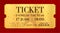 Admission golden ticket template. Vector mockup movie ticket tear-off with star gold background