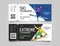 Admission tickets for extreme winter sports tournament or competition invitation with skier and snowboarder