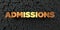 Admissions - Gold text on black background - 3D rendered royalty free stock picture