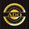 Ado gold shiny emblem. Vector Illustration. Detailed