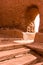 Adobe archway and stairs with sunlight and shadows, Pecos National Historical Park, New Mexico