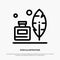 Adobe, Feather, Inkbottle, American Line Icon Vector