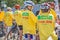 Adolescents cyclists in a helmets