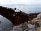 The Adolphe historical shipwreck at Stockton breakwall Newcastle, New South Wales NSW Australia