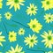 Adonis pattern. Bright summer flower pattern. Turquoise. vector illustration. Botanical illustration