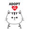 Adopt me. Dont buy. Contour cat face silhouette. Red heart. Pet adoption. Cute cartoon kitty character. Funny baby kitten. Help ho