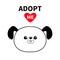 Adopt me. Dont buy. Contour dog round head silhouette. Red heart. Pet adoption. Kawaii animal. Cute cartoon puppy character. Funny