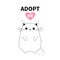 Adopt me. Dont buy. White contour cat silhouette. Red heart. Pet adoption. Kawaii animal. Cute cartoon kitty character. Funny baby