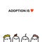 Adoption is love hand drawn vector illustration in cartoon comic style differents kids together