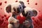 Adorable 3D koalas in love, hearts floating above in joy